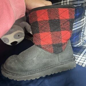 UGG Plaid Black and Red Kids Boots